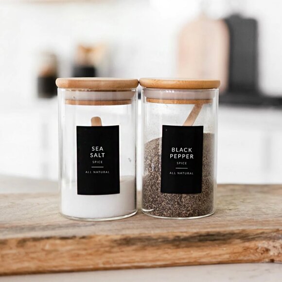 Savvy & Sorted Black Minimalist Spice Labels - Picture 2 of 4